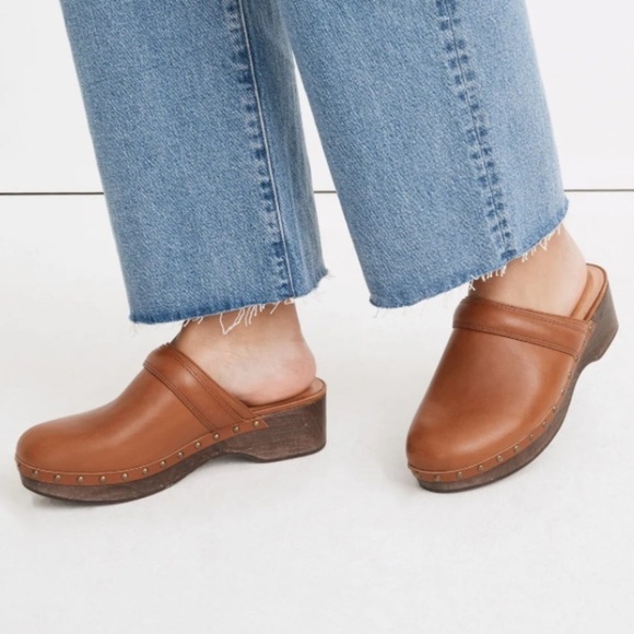 Madewell Shoes - Madewell The Cecily Clog in Oiled Leather English Saddle Studs Comfy Boho Sz 10